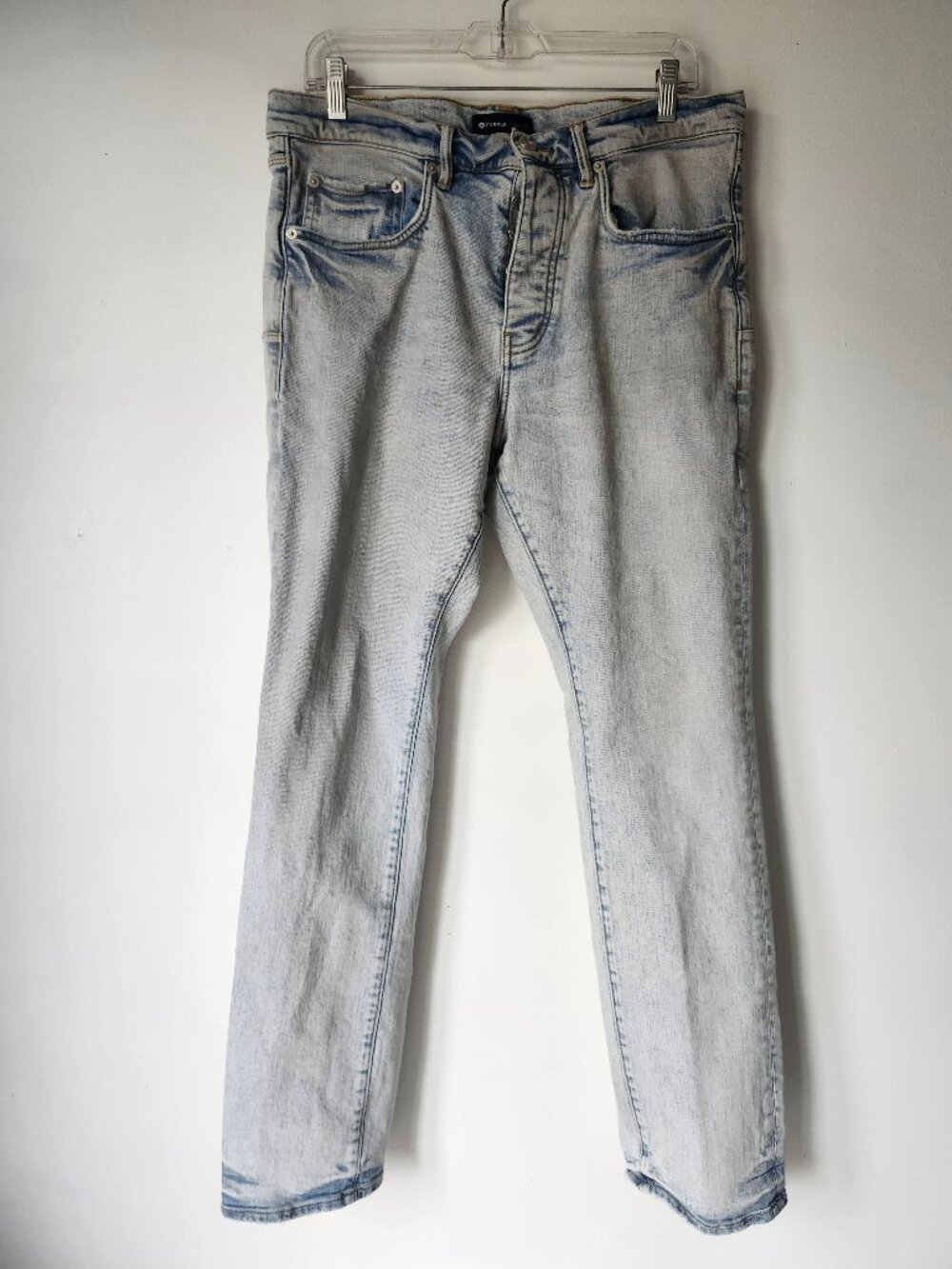 Purple Brand Sz 32 Light Wash Baby Blue Light Indigo Lux Denim Button Fly Jeans - Picture 3 of 14